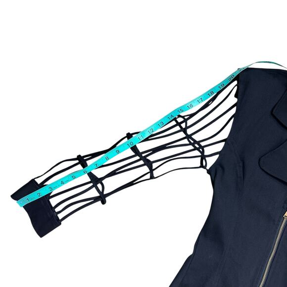 Vintage 80's Moderne Sportswear Black Zip Up Cage Sleeve Blazer Top Sz Small - Picture 11 of 15